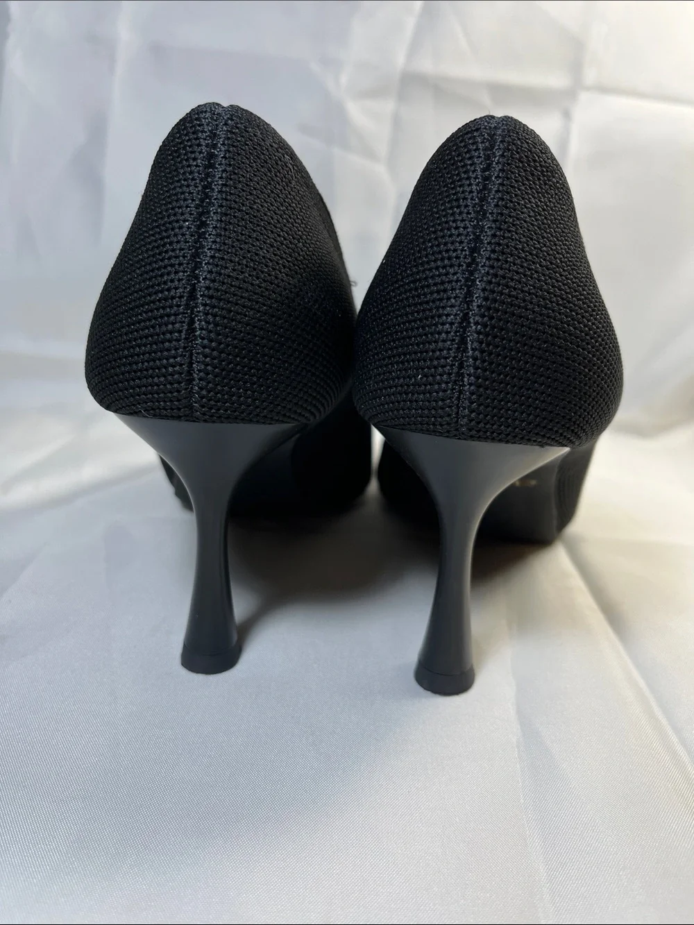 Pointed Black Knit Loafers with Gold Buckle